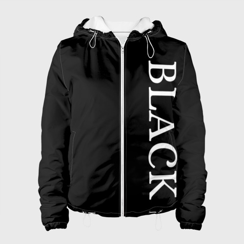 Женская куртка 3D Чёрная футболка с текстом, цвет белый