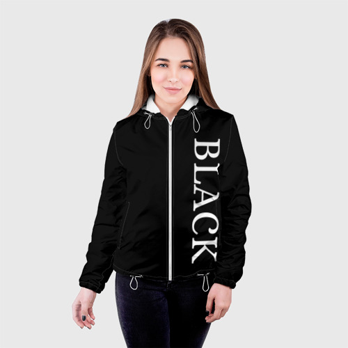 Женская куртка 3D Чёрная футболка с текстом, цвет белый - фото 3