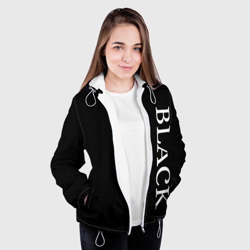 Женская куртка 3D Чёрная футболка с текстом, цвет белый - фото 4