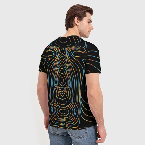 Мужская футболка 3D с принтом Неоновое свечение, вид сзади #2