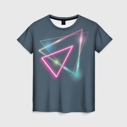 Женская футболка 3D Неоновый треугольник