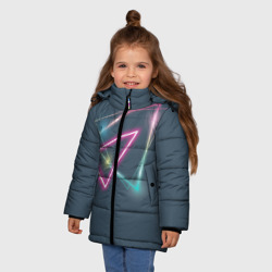 Зимняя куртка для девочек 3D Неоновый треугольник - фото 2