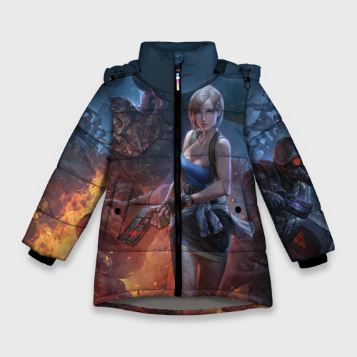 Зимняя куртка для девочек 3D Resident evil Обитель зла, цвет светло-серый