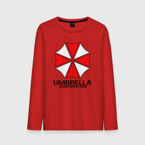 Мужской лонгслив хлопок Umbrella Corp Resident evil Обитель зла, цвет красный