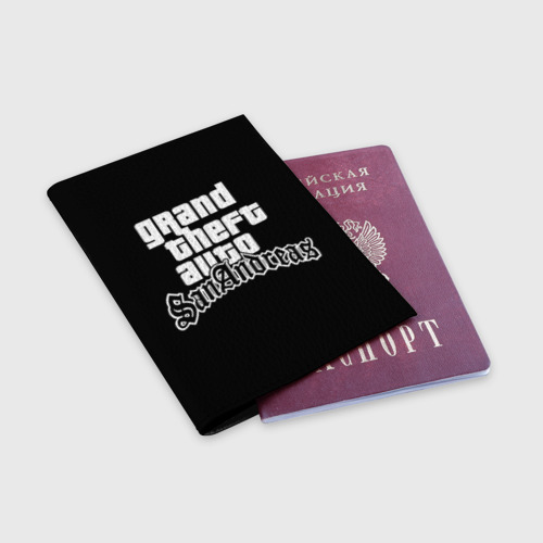 Обложка для паспорта матовая кожа GTA San Andreas, цвет черный - фото 3