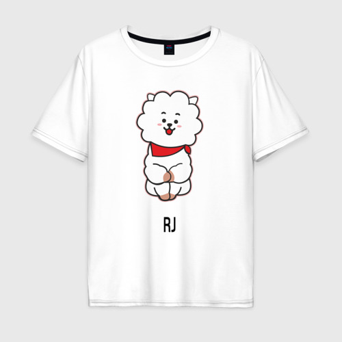 Мужская футболка хлопок Oversize BTS BT21 RJ, цвет белый