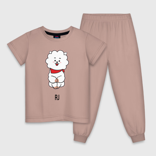 Детская пижама хлопок BTS BT21 RJ, цвет пыльно-розовый