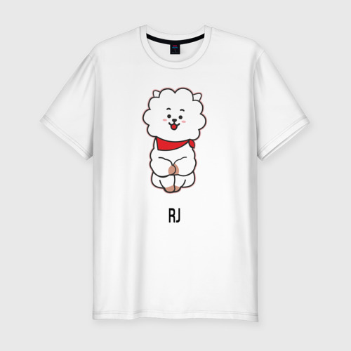 Мужская футболка хлопок Slim BTS BT21 RJ, цвет белый