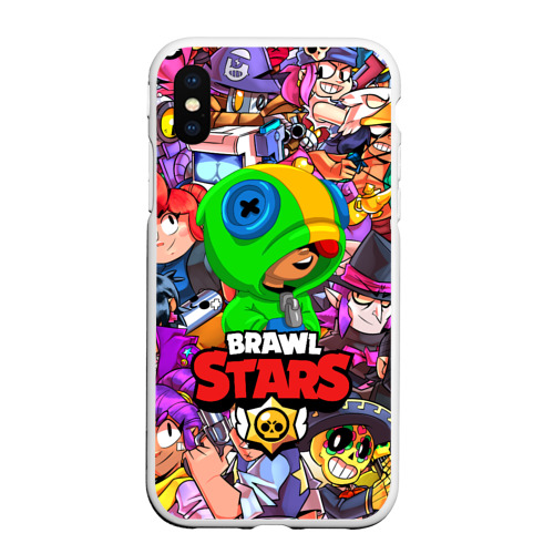 Чехол для iPhone XS Max матовый Brawl Stars Leon Леон, цвет белый