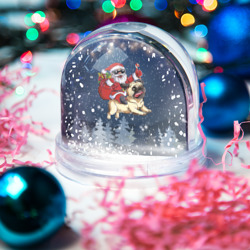 Игрушка Снежный шар Санта едет на мопсе - фото 2