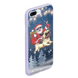 Чехол для iPhone 7Plus/8 Plus матовый Санта едет на мопсе - фото 2