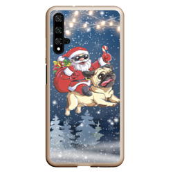 Чехол для Honor 20 Санта едет на мопсе