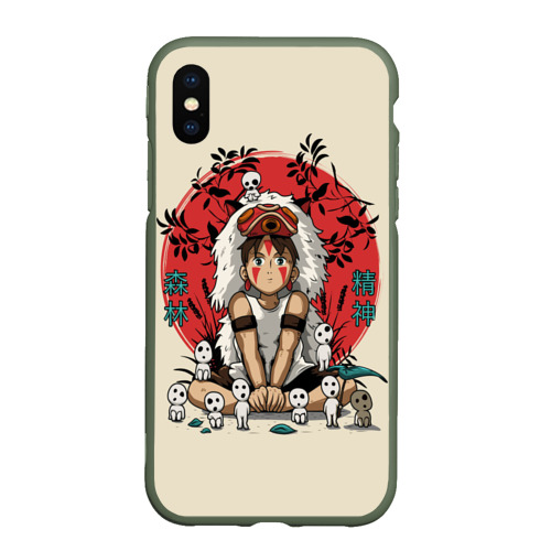 Чехол для iPhone XS Max матовый Princess Mononoke, цвет темно-зеленый