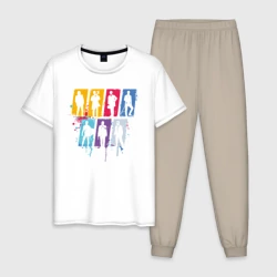 Мужская пижама с белой футболкой хлопок Киану Ривз