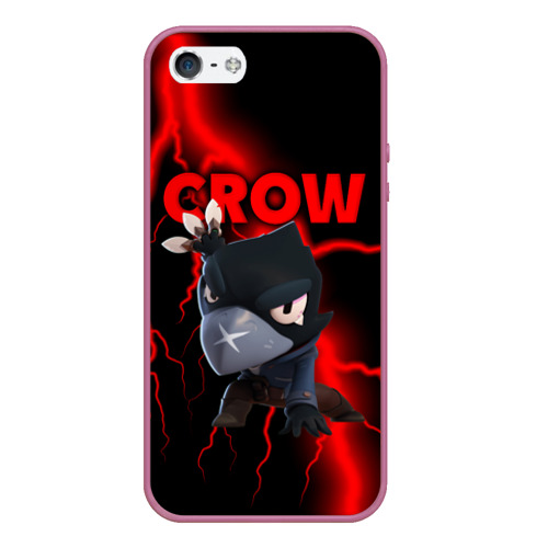 Чехол для iPhone 5/5S матовый Brawl Stars crow, цвет розовый