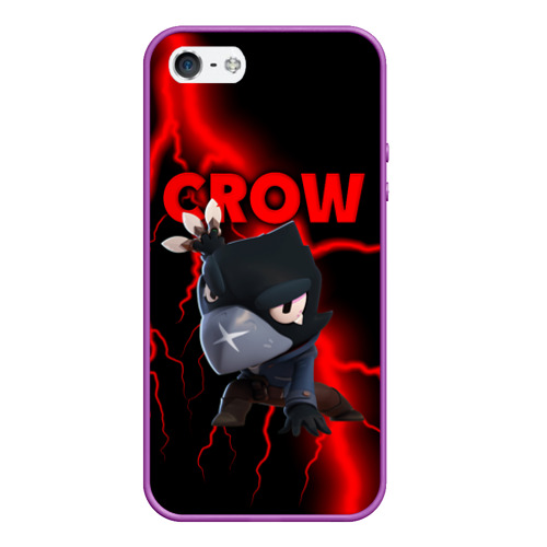 Чехол для iPhone 5/5S матовый Brawl Stars crow, цвет фиолетовый