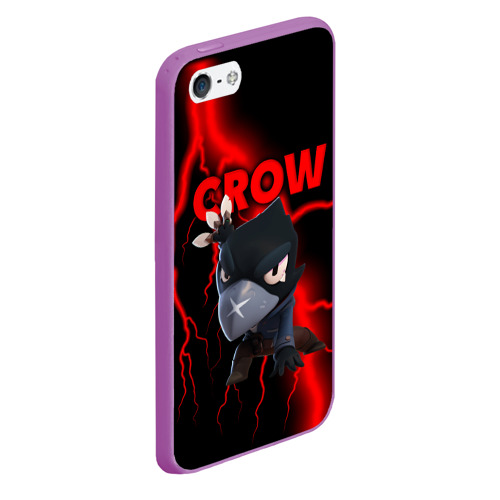 Чехол для iPhone 5/5S матовый Brawl Stars crow, цвет фиолетовый - фото 3