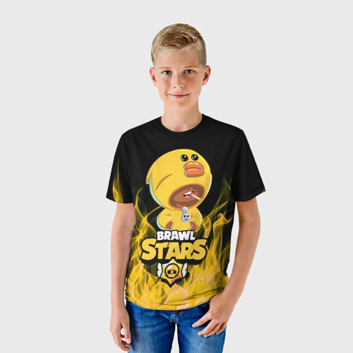 Детская футболка 3D с принтом BRAWL STARS SALLY LEON, фото на моделе #1