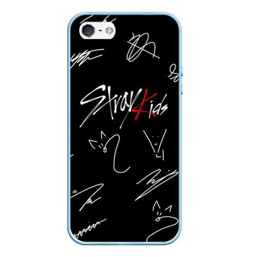 Чехол для iPhone 5/5S матовый Stray kids, цвет голубой