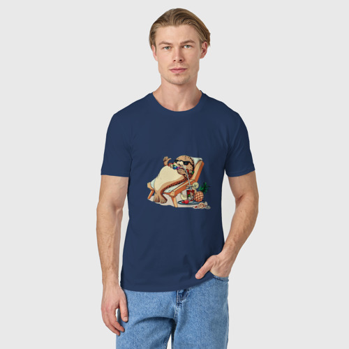Мужская футболка хлопок Отдыхай как тюлень, цвет темно-синий - фото 3