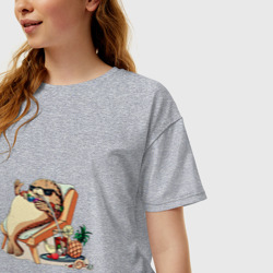 Женская футболка хлопок Oversize Отдыхай как тюлень - фото 2