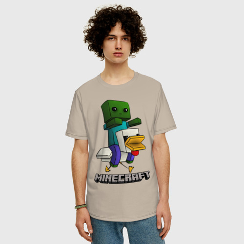 Мужская футболка хлопок Oversize с принтом Minecraft, фото на моделе #1