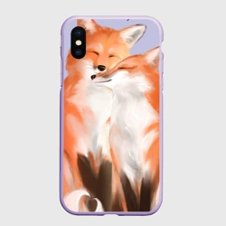 Чехол для iPhone XS Max матовый Я тебя фыр-фыр - лисы влюбленные