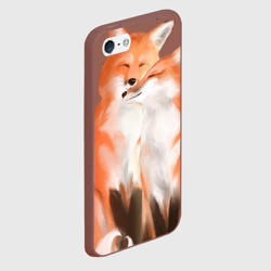 Чехол для iPhone 5/5S матовый Я тебя фыр-фыр - лисы влюбленные - фото 2