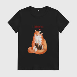 Женская футболка хлопок Я тебя фыр-фыр - лисы влюбленные
