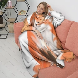 Плед с рукавами Я тебя фыр-фыр - лисы влюбленные - фото 2