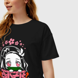 Женская футболка хлопок Oversize Незуко в корзине - фото 2