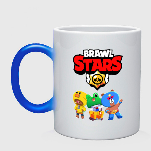 Кружка хамелеон Brawl Stars, цвет белый + синий