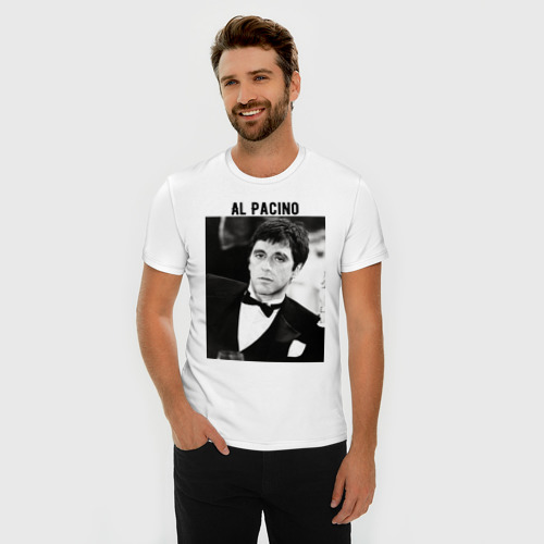 Мужская футболка хлопок Slim Аль Пачино, цвет белый - фото 3
