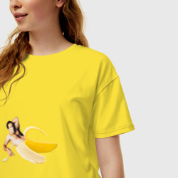 Женская футболка хлопок Oversize Николас Кейдж в банане - фото 2