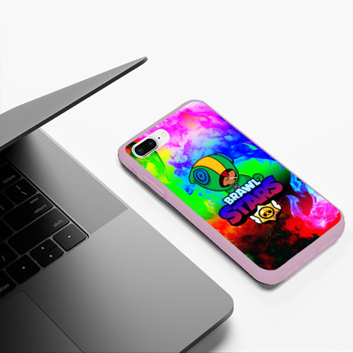 Чехол для iPhone 7Plus/8 Plus матовый Brawl Stars Leon, цвет розовый - фото 5