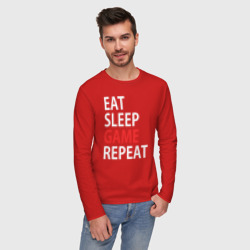 Мужской лонгслив хлопок Eat sleep game repeat - фото 2