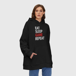 Худи SuperOversize хлопок Eat sleep game repeat - фото 2