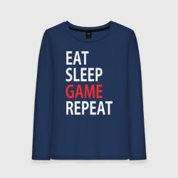 Женский лонгслив хлопок Eat sleep game repeat