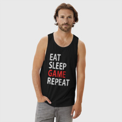 Мужская майка хлопок Eat sleep game repeat - фото 2