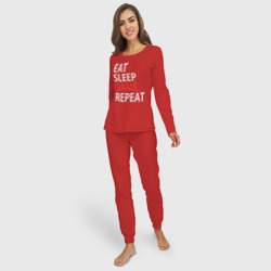 Женская пижама с лонгсливом хлопок Eat sleep game repeat - фото 2