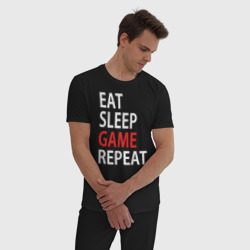 Мужская пижама хлопок Eat sleep game repeat - фото 2