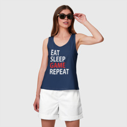 Женская майка хлопок Eat sleep game repeat - фото 2