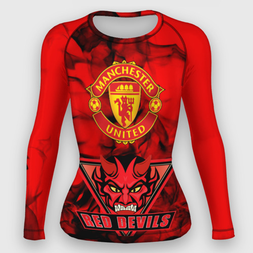 Женский рашгард 3D с принтом Manchester United, вид спереди #2