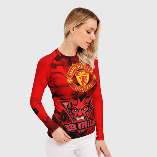 Женский рашгард 3D с принтом Manchester United, фото на моделе #1
