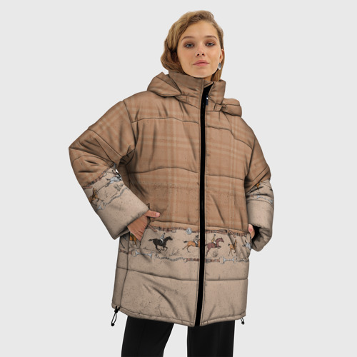 Женская зимняя куртка Oversize Всадники, цвет черный - фото 3