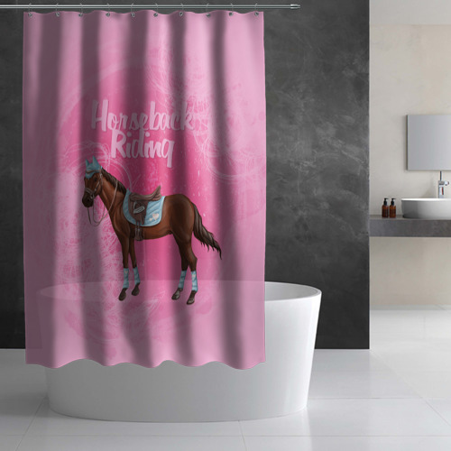 Штора 3D для ванной Horseback Rading - фото 2