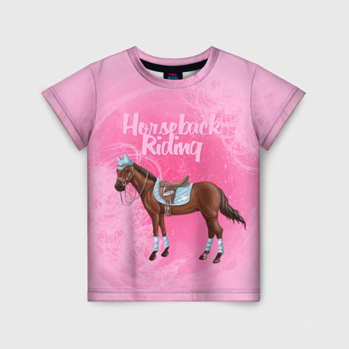 Детская футболка с принтом Horseback Rading, вид спереди №1