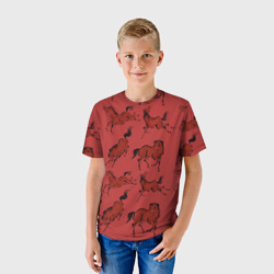 Детская футболка 3D Красные кони - фото 2