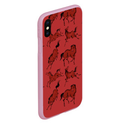 Чехол для iPhone XS Max матовый Красные кони - фото 2
