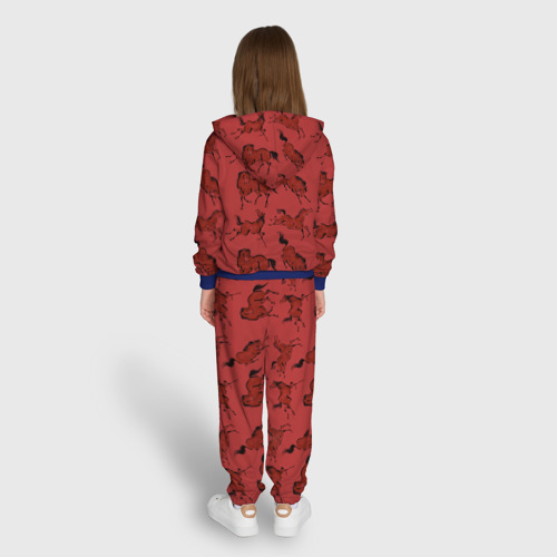 Детский костюм с толстовкой 3D Красные кони, цвет синий - фото 6